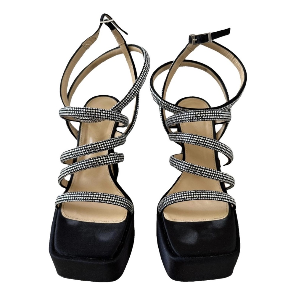 Mach & Mach Embellished Ankle Wrap Platform Heels